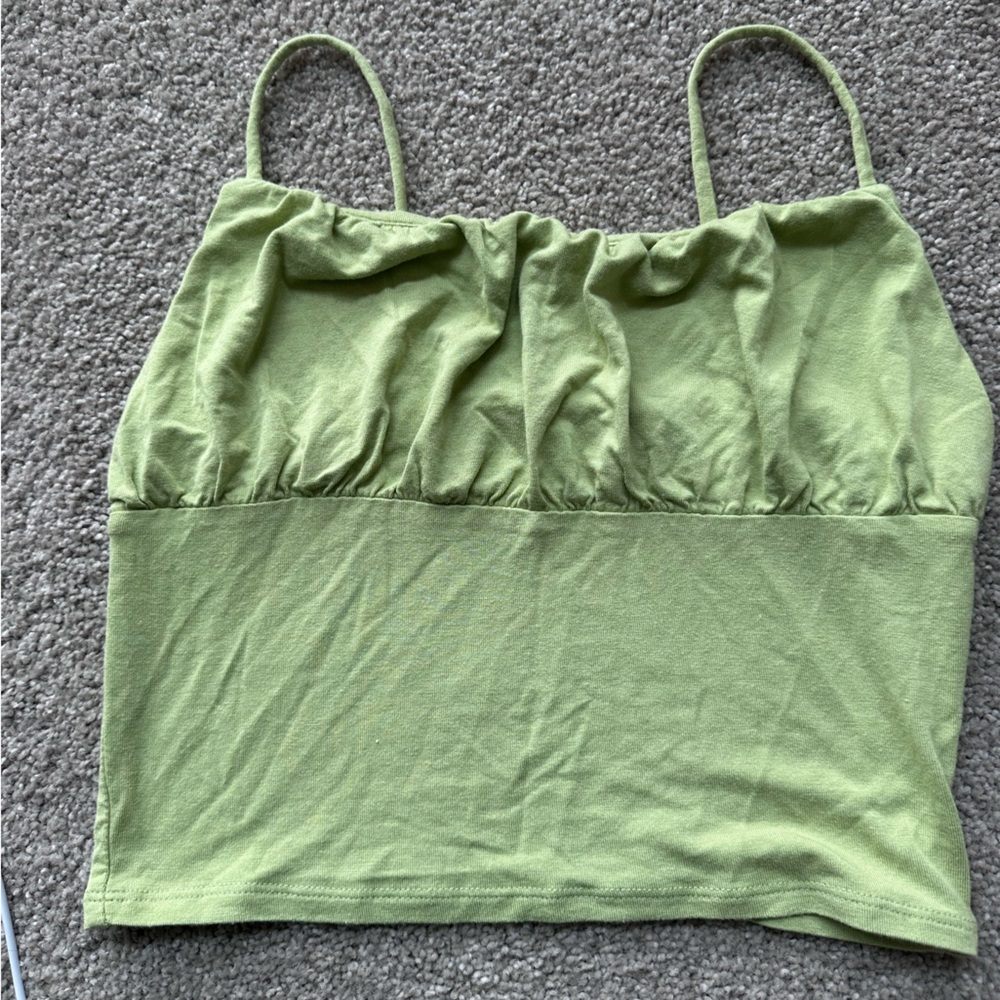 Green Pacsun Ruched Spaghetti Strap Crop Top